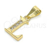 Oro Laminado Fancy Pendant, Gold Filled Style Initials Design, with White Cubic Zirconia, Polished, Golden Finish, 05.26.0024