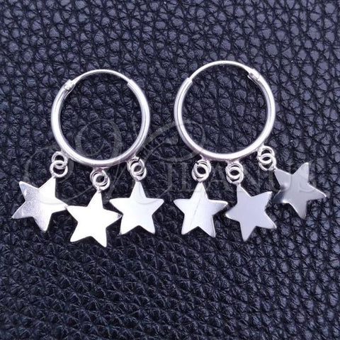 Sterling Silver Small Hoop, Star Design, Polished, Silver Finish, 02.402.0022.15
