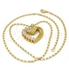 Gold Tone Pendant Necklace, Heart Design, with White Cubic Zirconia, Polished, Golden Finish, 04.213.0006.20.GT