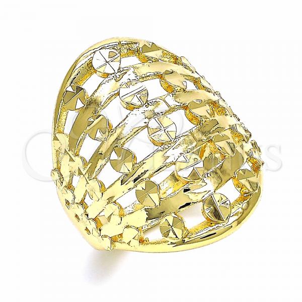 Oro Laminado Elegant Ring, Gold Filled Style Diamond Cutting Finish, Golden Finish, 01.233.0011.08 (Size 8)