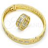 Oro Laminado Set Bangle, Gold Filled Style Diamond Cutting Finish, Two Tone, 13.99.0004.05.09 (09 MM Thickness, Size 9)