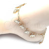 Oro Laminado Charm Anklet , Gold Filled Style Elephant and Paperclip Design, Polished, Golden Finish, 03.372.0018.10