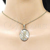 Oro Laminado Religious Pendant, Gold Filled Style San Judas Design, Diamond Cutting Finish, Tricolor, 05.120.0100