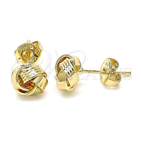 Oro Laminado Stud Earring, Gold Filled Style Love Knot Design, Polished, Golden Finish, 02.63.2703