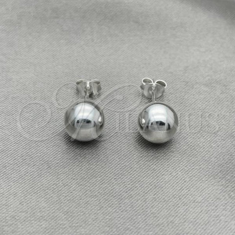 Sterling Silver Stud Earring, Ball Design, Polished, Silver Finish, 02.401.0055.08