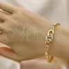 Oro Laminado Fancy Bracelet, Gold Filled Style with White Micro Pave, Polished, Golden Finish, 03.283.0215.07