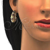 Oro Laminado Earring and Pendant Adult Set, Gold Filled Style Chunky Design, Polished, Tricolor, 10.163.0008.1