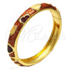 Oro Laminado Individual Bangle, Gold Filled Style Heart Design, Brown Enamel Finish, Golden Finish, 07.246.0011.6.05 (11 MM Thickness, Size 5 - 2.50 Diameter)