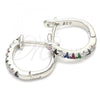 Sterling Silver Huggie Hoop, with Multicolor Cubic Zirconia, Polished, Rhodium Finish, 02.332.0048.15