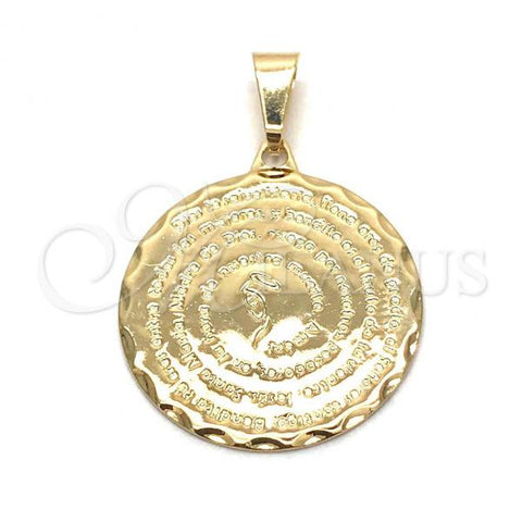 Oro Laminado Religious Pendant, Gold Filled Style Prayer Design, Polished, Golden Finish, 05.32.0074