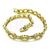 Oro Laminado Fancy Bracelet, Gold Filled Style with White Cubic Zirconia and White Micro Pave, Polished, Golden Finish, 03.283.0073.07