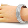Rhodium Plated Individual Bangle, Diamond Cutting Finish, Rhodium Finish, 07.307.0028.1.04