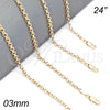 Oro Laminado Basic Necklace, Gold Filled Style Rolo Design, Polished, Golden Finish, 5.223.021.24