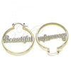 Oro Laminado Medium Hoop, Gold Filled Style Nameplate Design, Polished, Golden Finish, 02.213.0222.30