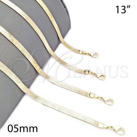 Oro Laminado Basic Necklace, Gold Filled Style Herringbone Design, Polished, Golden Finish, 04.213.0175.13