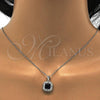 Sterling Silver Earring and Pendant Adult Set, with Sapphire Blue and White Cubic Zirconia, Polished, Rhodium Finish, 10.286.0026.3
