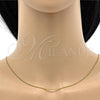 Oro Laminado Basic Necklace, Gold Filled Style Curb Design, Polished, Golden Finish, 5.223.033.18