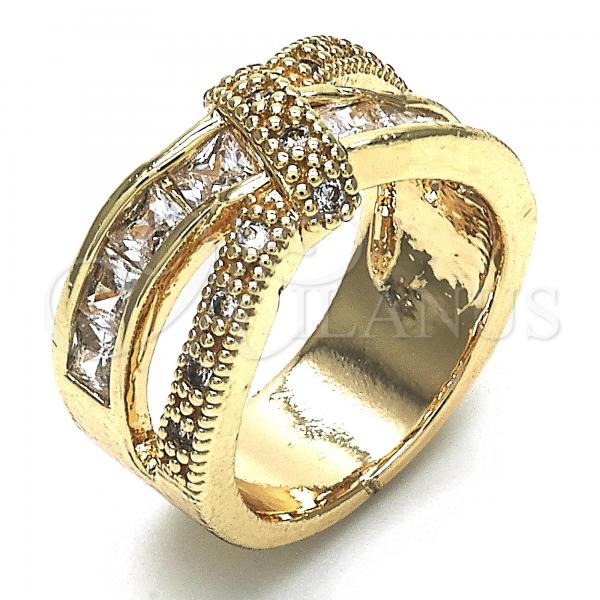 Oro Laminado Multi Stone Ring, Gold Filled Style with White Cubic Zirconia, Polished, Golden Finish, 01.210.0045.8.06 (Size 6)