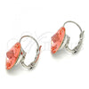 Rhodium Plated Leverback Earring, with Light Siam Swarovski Crystals, Polished, Rhodium Finish, 02.239.0005.1