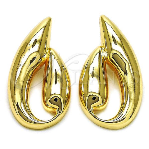 Oro Laminado Stud Earring, Gold Filled Style Leaf Design, Polished, Golden Finish, 02.428.0015