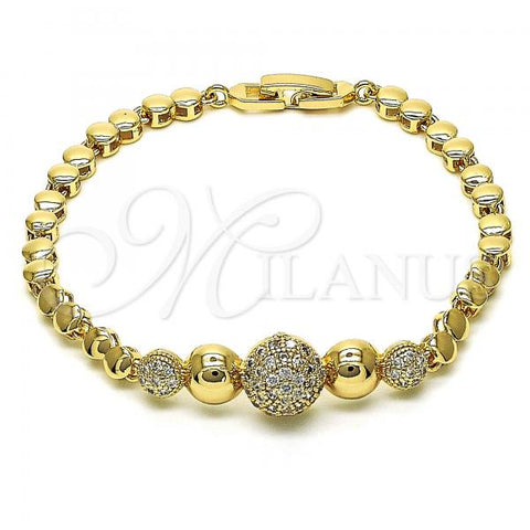 Oro Laminado Fancy Bracelet, Gold Filled Style with White Micro Pave, Polished, Golden Finish, 03.283.0186.07