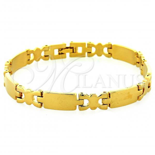 Oro Laminado Solid Bracelet, Gold Filled Style Polished, Golden Finish, 03.63.0525