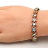 Oro Laminado Tennis Bracelet, Gold Filled Style Star Design, with White Cubic Zirconia, Polished, Golden Finish, 03.283.0004.07