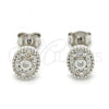 Sterling Silver Stud Earring, with White Cubic Zirconia and White Crystal, Polished, Rhodium Finish, 02.186.0029