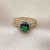 Oro Laminado Multi Stone Ring, Gold Filled Style Cluster Design, with Green and White Cubic Zirconia, Polished, Golden Finish, 01.282.0006