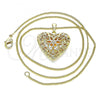 Oro Laminado Pendant Necklace, Gold Filled Style Heart Design, Polished, Golden Finish, 04.117.0022.20