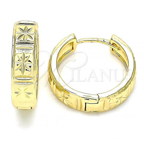 Oro Laminado Huggie Hoop, Gold Filled Style Diamond Cutting Finish, Golden Finish, 02.195.0120.20