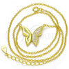 Sterling Silver Pendant Necklace, Butterfly Design, with White Cubic Zirconia, Polished, Golden Finish, 04.336.0085.2.16