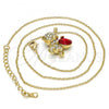 Oro Laminado Pendant Necklace, Gold Filled Style Teddy Bear Design, with Light Siam and Aurore Boreale Swarovski Crystals, Polished, Golden Finish, 04.239.0041.7.18
