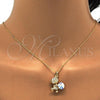 Oro Laminado Pendant Necklace, Gold Filled Style Teddy Bear Design, with Aurore Boreale Swarovski Crystals, Polished, Golden Finish, 04.239.0041.4.18