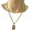 Oro Laminado Religious Pendant, Gold Filled Style Jesus Design, Diamond Cutting Finish, Golden Finish, 05.120.0034