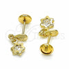 Oro Laminado Stud Earring, Gold Filled Style Star Design, Polished, Golden Finish, 02.09.0164