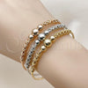 Oro Laminado Trio Bangle, Gold Filled Style Ball Design, Polished, Tricolor, 07.282.0018