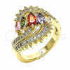 Oro Laminado Multi Stone Ring, Gold Filled Style with Multicolor Cubic Zirconia, Polished, Golden Finish, 01.283.0009.1.07 (Size 7)