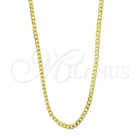 Oro Laminado Basic Necklace, Gold Filled Style Curb Design, Polished, Golden Finish, 5.222.009.24