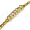 Oro Laminado Fancy Bracelet, Gold Filled Style with White Micro Pave, Polished, Golden Finish, 03.283.0234.08