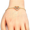Sterling Silver Fancy Bracelet, Heart and Mom Design, with White Cubic Zirconia, Polished, Golden Finish, 03.336.0038.2.07