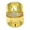 Oro Laminado Multi Stone Ring, Gold Filled Style with White Crystal, Polished, Golden Finish, 01.241.0043.09 (Size 9)