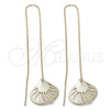 Oro Laminado Threader Earring, Gold Filled Style Leaf Design, Golden Finish, 5.113.007