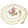 Oro Laminado Pendant Necklace, Gold Filled Style Butterfly Design, with Light Rose and Aurore Boreale Swarovski Crystals, Polished, Golden Finish, 04.239.0043.7.18