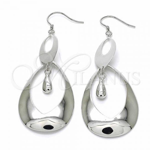 Sterling Silver Stud Earring, Teardrop Design, Polished, Rhodium Finish, 02.367.0021