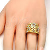 Oro Laminado Multi Stone Ring, Gold Filled Style with White Crystal, Polished, Golden Finish, 01.241.0044.09 (Size 9)