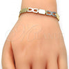 Oro Laminado Solid Bracelet, Gold Filled Style Polished, Tricolor, 03.102.0043.08