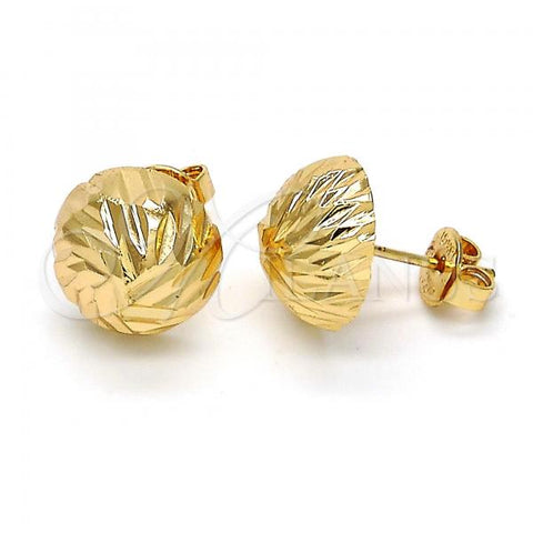Oro Laminado Stud Earring, Gold Filled Style Diamond Cutting Finish, Golden Finish, 02.100.0055