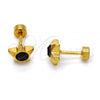 Stainless Steel Stud Earring, Star Design, with Black Crystal, Polished, Golden Finish, 02.271.0016.7