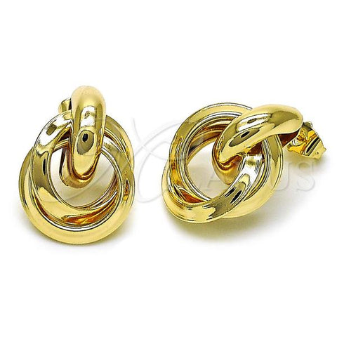 Oro Laminado Stud Earring, Gold Filled Style Love Knot Design, Polished, Golden Finish, 02.196.0127